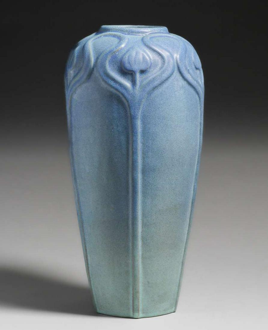 Large Van Briggle Matte Blue Vase c1907 (1 of 4)