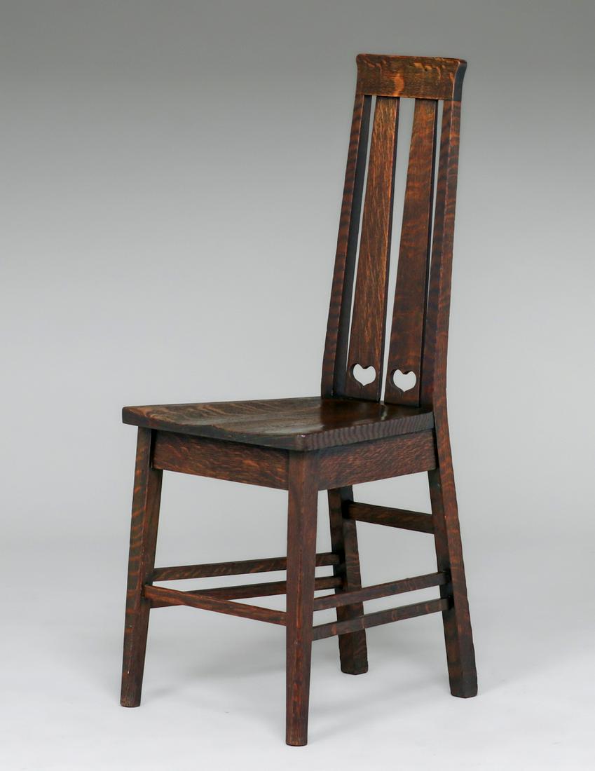 Stickley Brothers Double Heart Cutout Hall Chair c1905 (1 of 4)