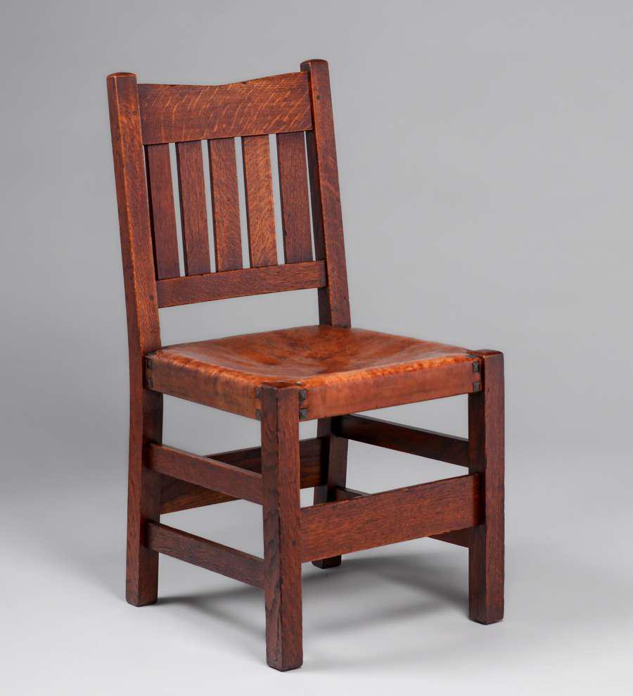Gustav Stickley V-Back Side Chair c1910-1911 (1 of 4)