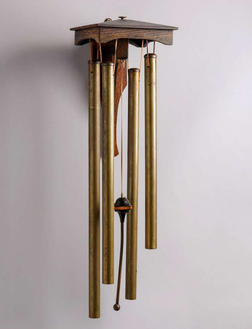 Arts & Crafts Oak & Brass Wind Chimes c1910 (1 of 4)