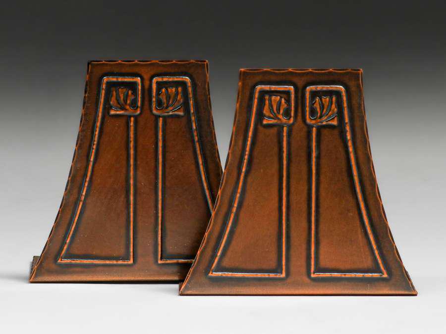 Roycroft Hammered Copper Linear Repousse Bookends c1920s (1 of 4)