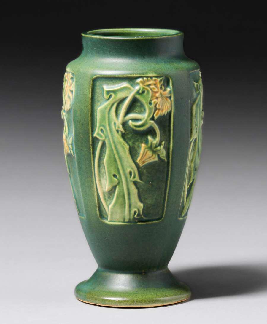 Roseville Panel Matte Green Vase c1920s (1 of 4)