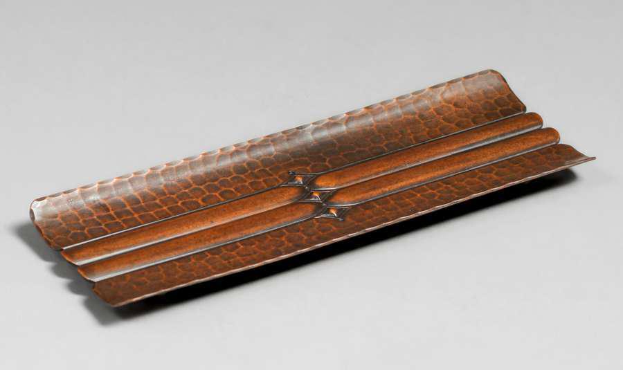 Roycroft Hammered Copper Triple Diamond Pen Tray c1920s (1 of 4)
