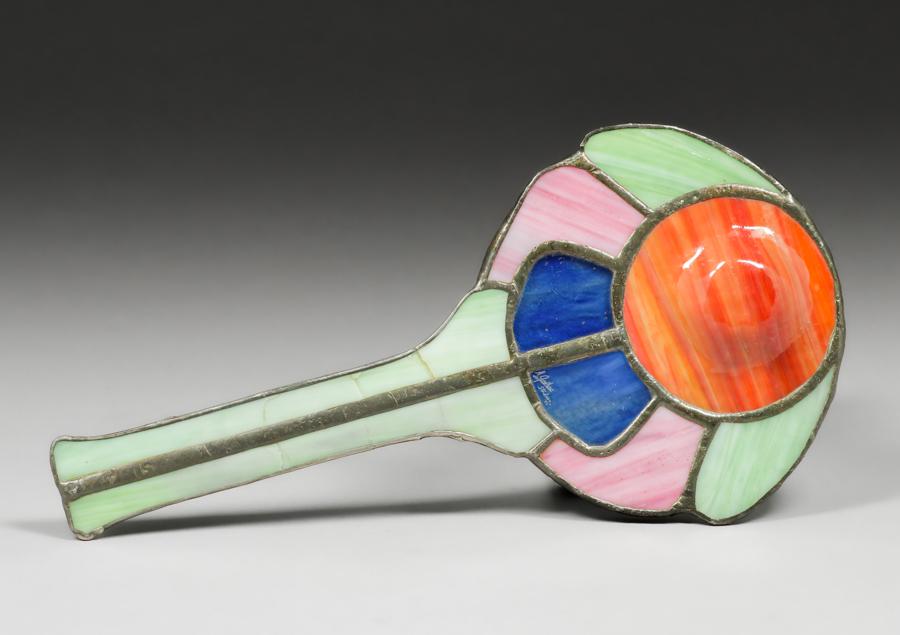 Arts & Crafts Revival Leaded Glass Hand Held Mirror 1975 (1 of 6)