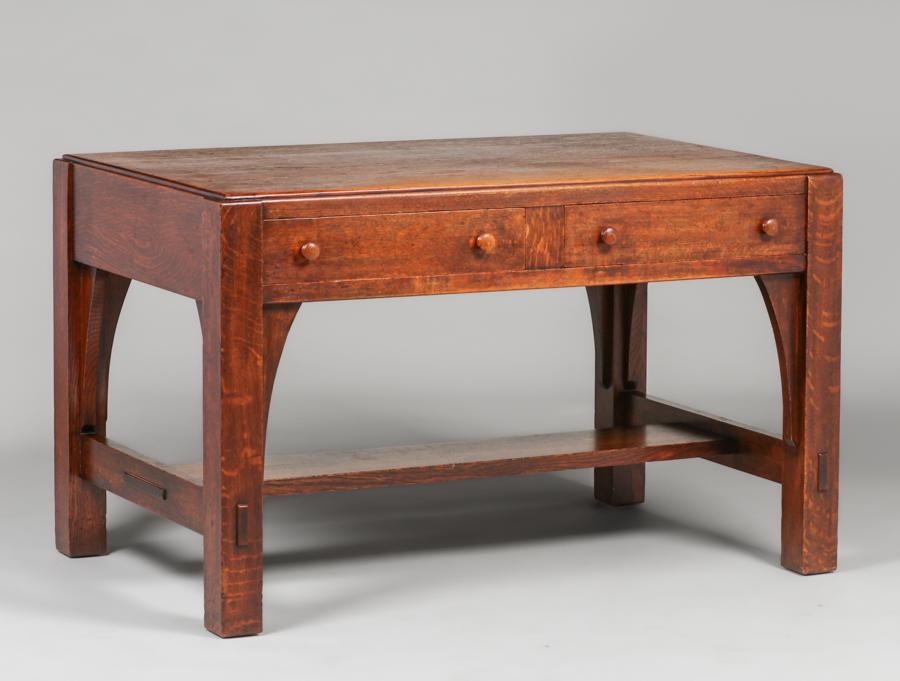 Limbert Two-Drawer Library Table c1910 (1 of 4)