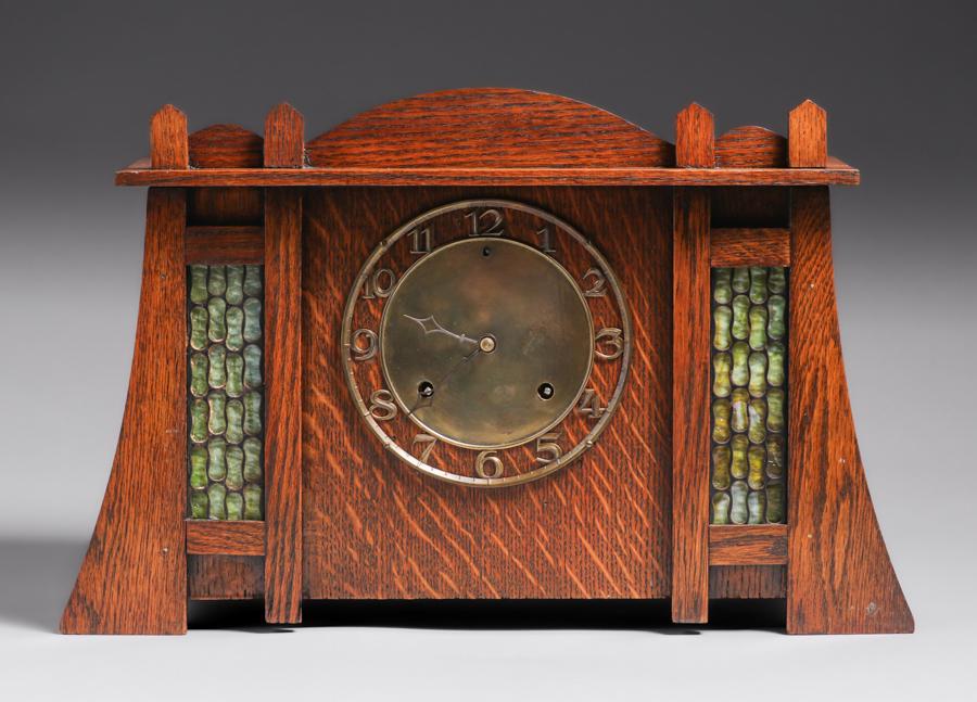 Arts & Crafts Mission Oak Mantle Clock c1910 (1 of 7)