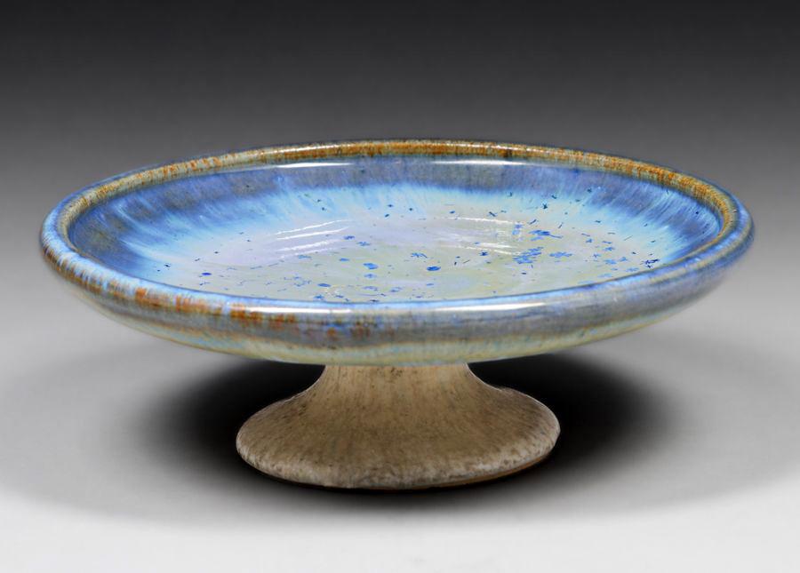 Fulper Pottery Blue Crystalline Compote c1920 (1 of 3)