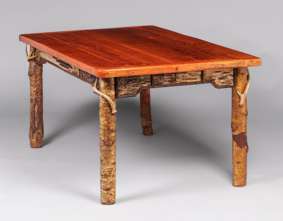 Contemporary Adirondack Birchbark Antler Table c1980s (1 of 5)