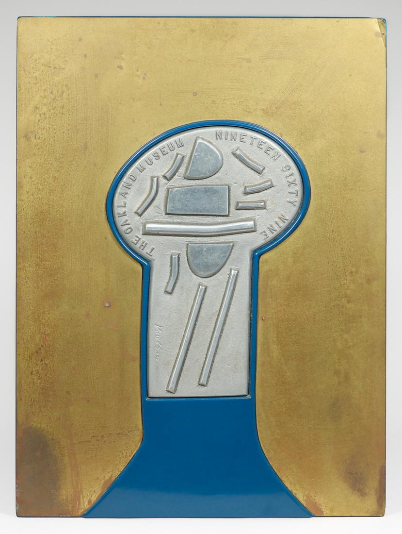 Peter Voulkos The Oakland Museum 1969 Sign: Peter Voulkos The Oakland Museum 1969 Sign. Signed "Voulkos". Slight crimp to upper right corner, otherwise excellent condition. 27.5"h x 20"w. Spend $5000 or more at this auction and all of your SHIP