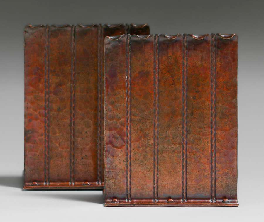 Roycroft Hammered Copper Riveted Linear Bookends c1920 (1 of 4)