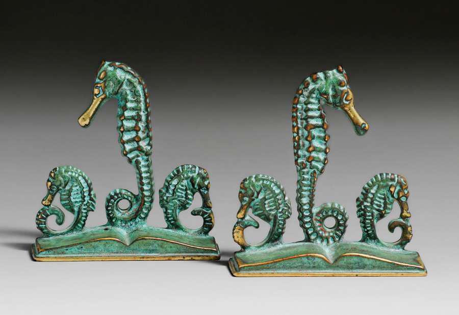 Arts & Crafts Bronze Seahorse Bookends c1920 (1 of 5)