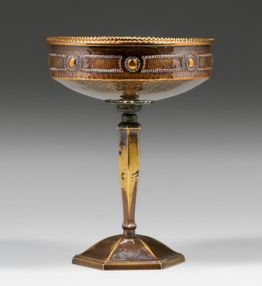 German Hammered Copper Silver-Plated Goblet c1905 (1 of 4)