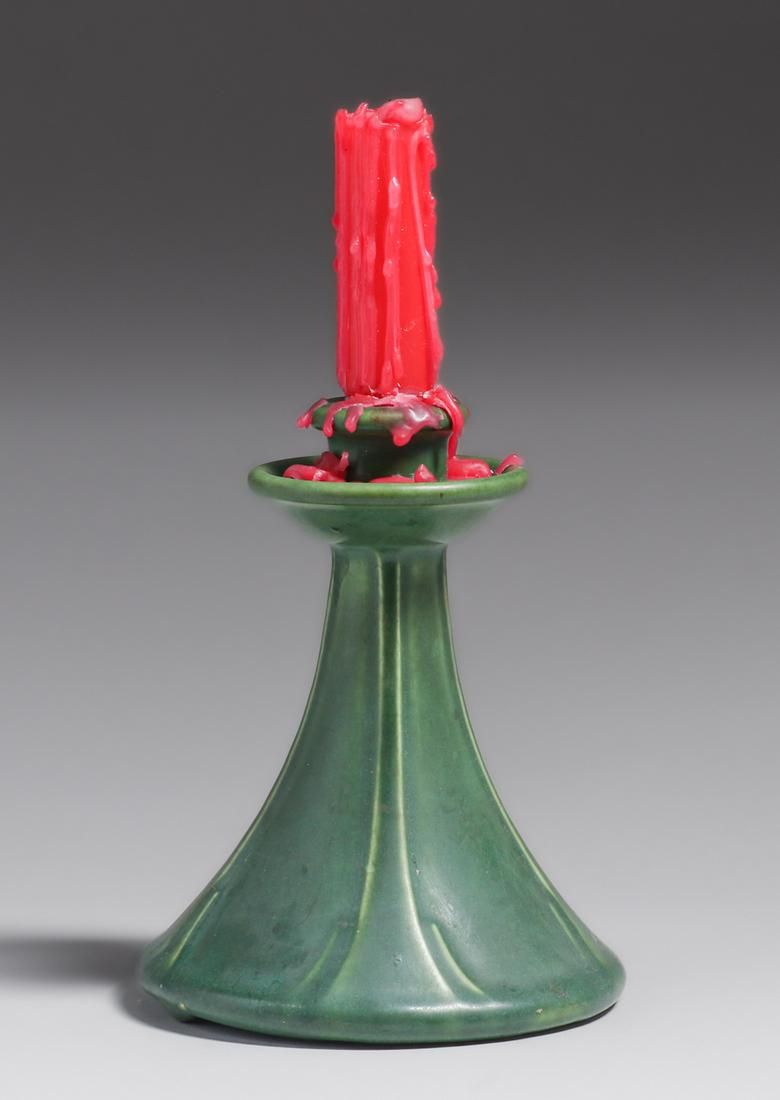 Weller Pottery Matte Green Candlestick c1910s (1 of 4)