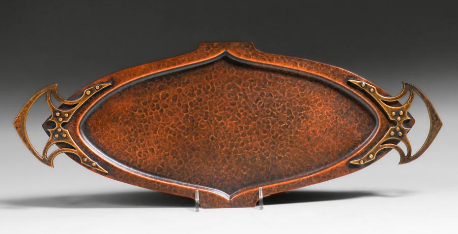 WMF German Hammered Copper & Brass Serving Tray c1905 (1 of 5)