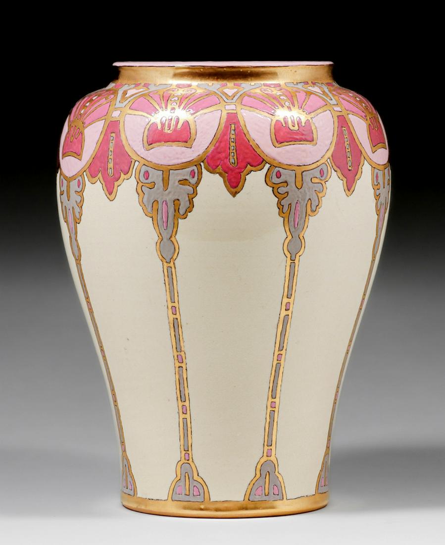 American Arts & Crafts Hand-Decorated Japanese Satsuma Vase c1910 (1 of 3)