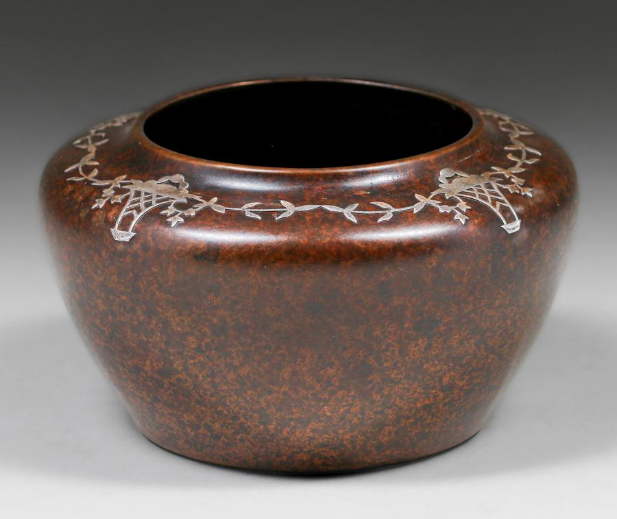 Heintz Sterling on Bronze #3667 Overlay Vase c1915 (1 of 4)