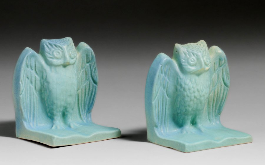 Van Briggle Owl Bookends c1920s (1 of 5)
