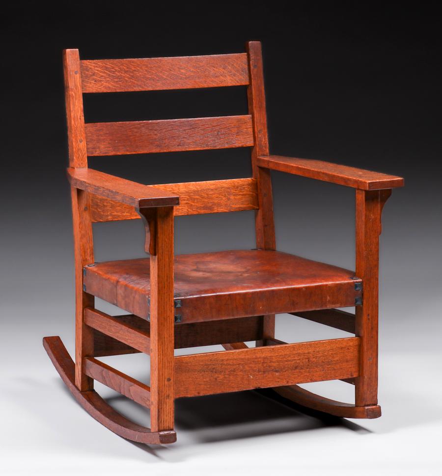 Gustav Stickley #309 1/2 Ladder-Back Rocker c1912-1915 (1 of 4)