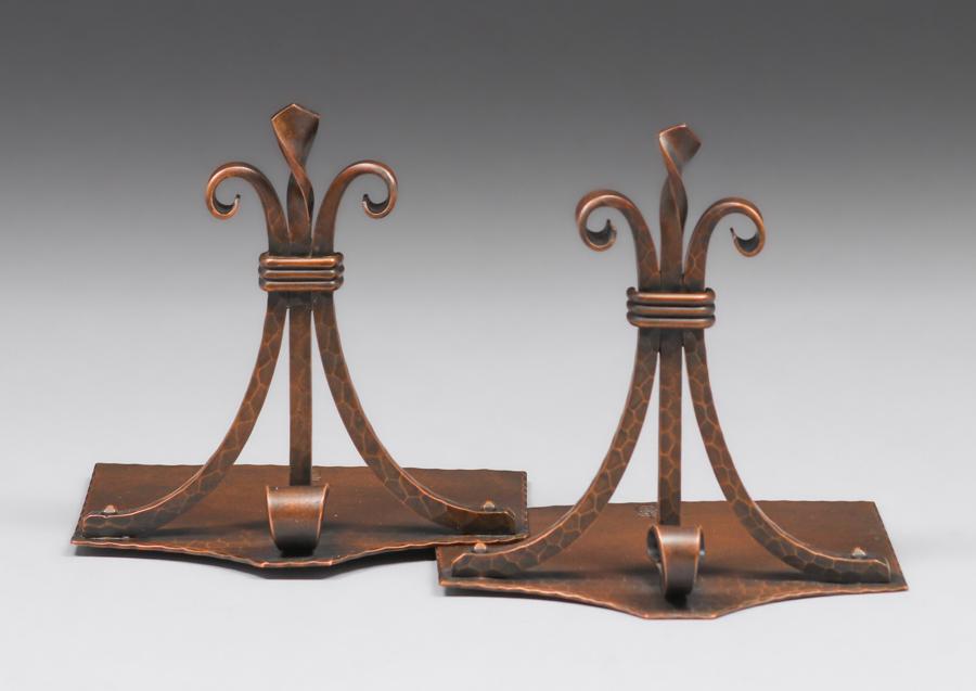 Roycroft Hammered Copper Triple-Strap Form Bookends c1920s (1 of 3)