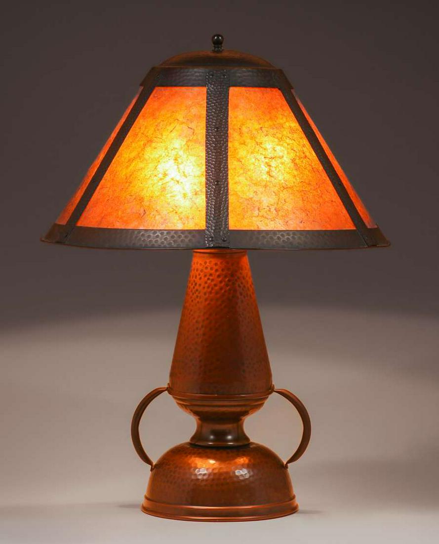 Bay Area Arts & Crafts Hammered Copper & Mica Lamp c1910s (1 of 5)