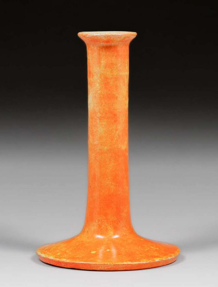 Pewabic Pottery Iridescent Orange Candlestick c1920s (1 of 3)