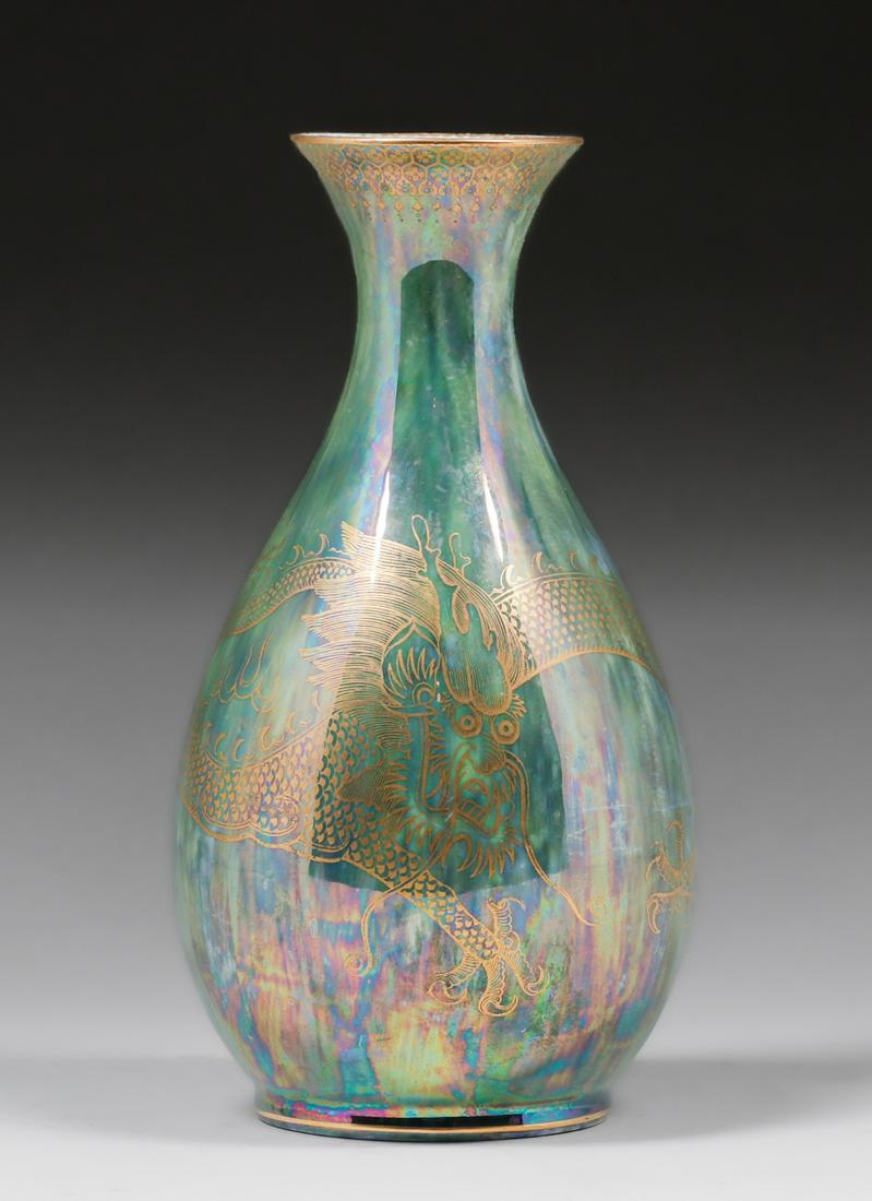 Wedgewood Fairyland Lustre Dragon Vase: Wedgewood Fairyland Lustre Dragon Vase. Signed. Perfect condition. 8.5h x 4.25d. Spend $5000 or more at this auction and all of your SHIPPING IS FREE within the lower 48 states. SHIPPING We box and sh