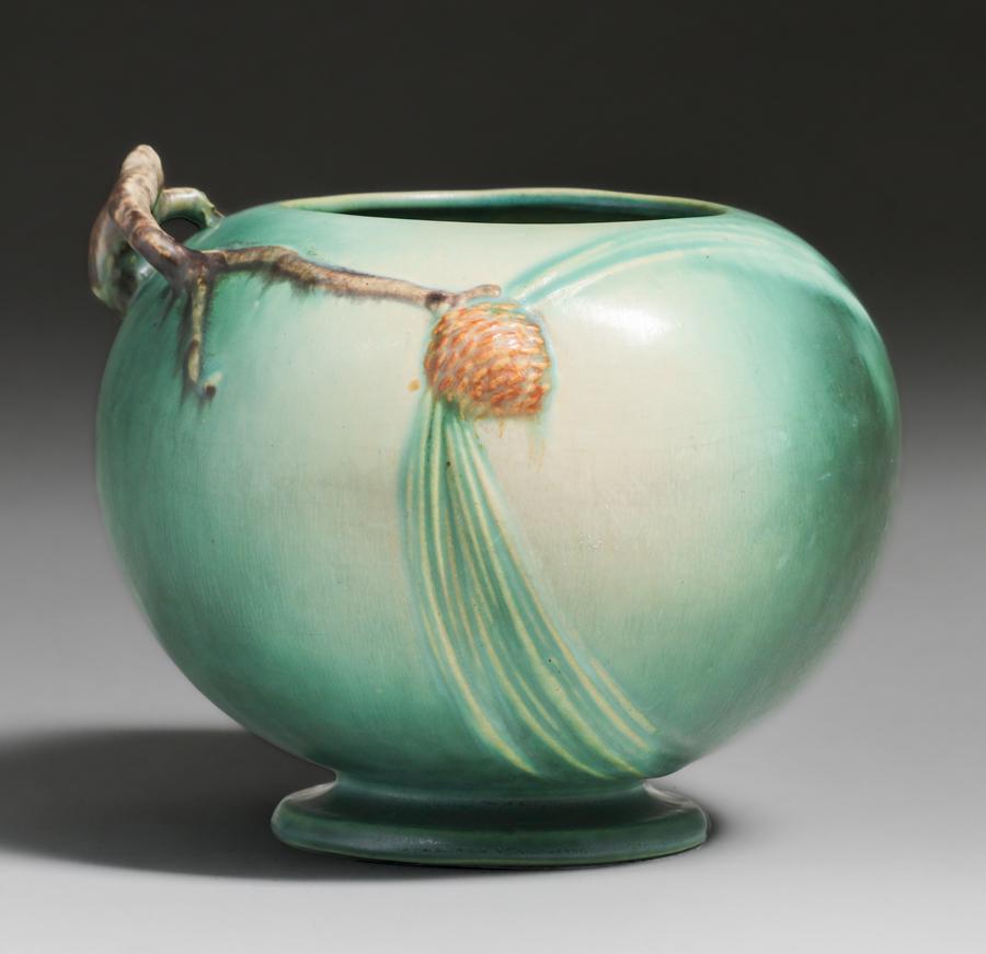 Roseville Green Pinecone Vase c1930s (1 of 6)