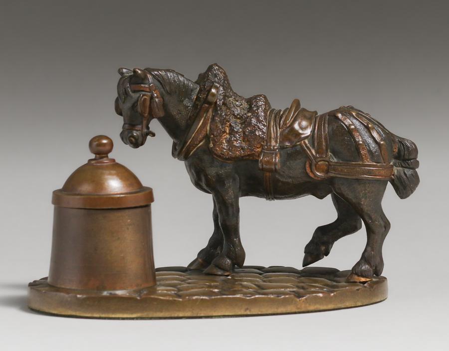 Austrian Brass Figural Horse Inkwell c1920s (1 of 5)
