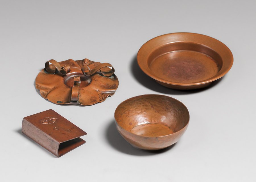 Roycroft & Craftsman Studios Hammered Copper 4pc Lot (1 of 8)