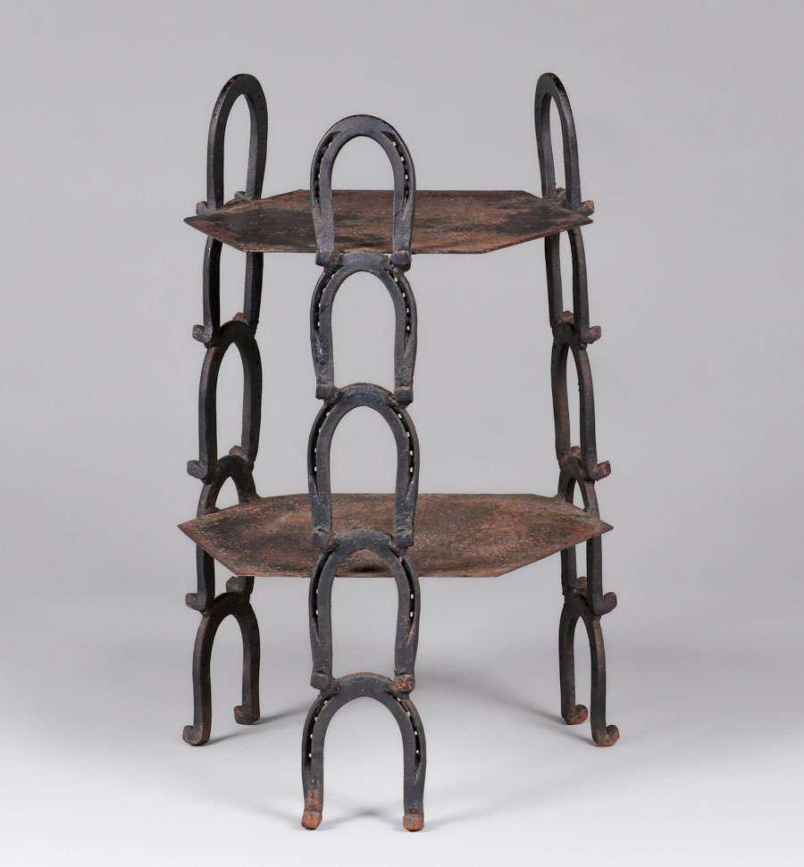 Vintage Western Iron Horse Shoe Side Table c1950s (1 of 3)