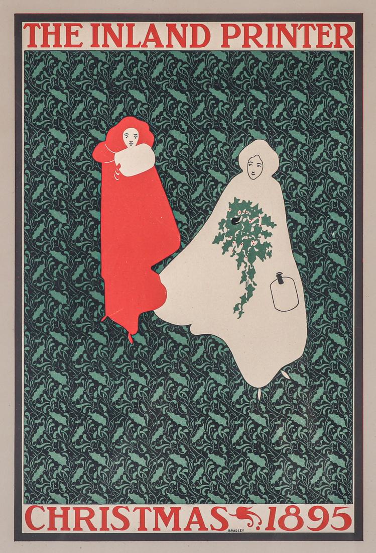 William H. Bradley (1868-1962) The Inland Printer Christmas Color Lithograph c1890s (1 of 4)
