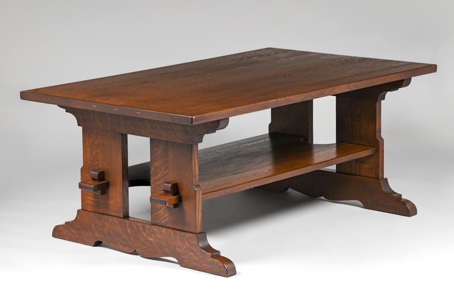 Large L&JG Stickley 72â€³ Trestle Table c1905 (1 of 4)