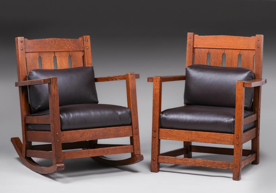 Early Limbert #853 Armchair & #854 Rocker c1903 (1 of 11)