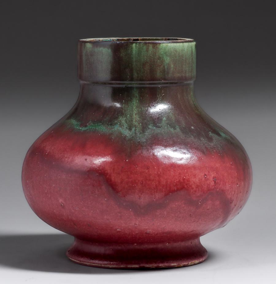 Fulper Pottery Green & Famile Rose Lamp Base c1910s (1 of 4)