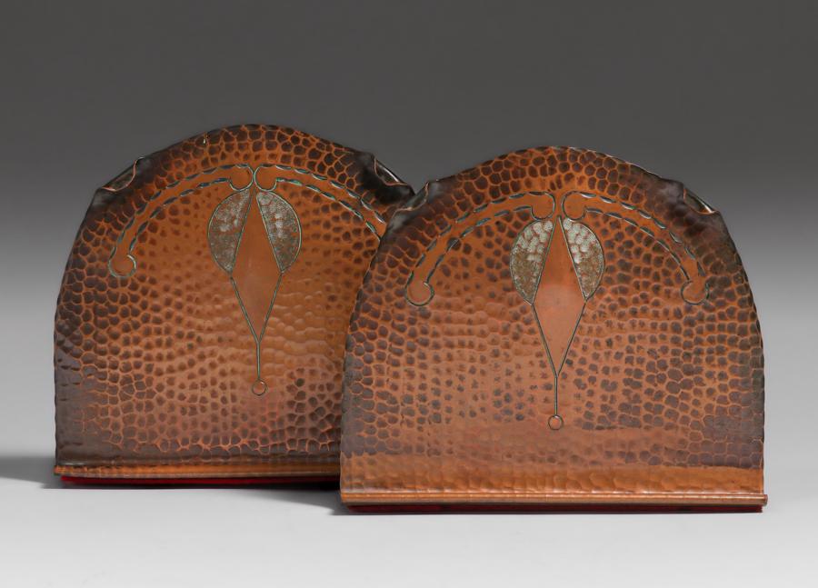 Craftsman Studios Hammered Copper Bookends c1920s (1 of 4)
