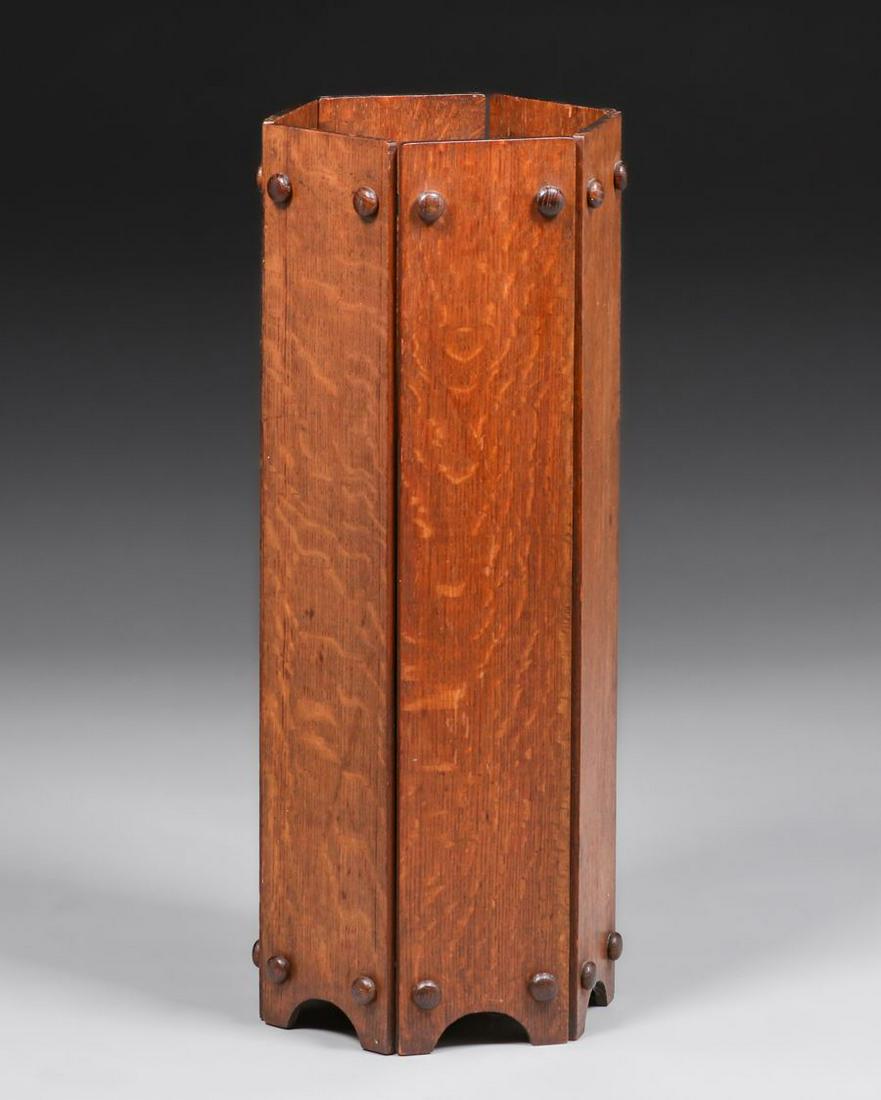 Ferguson Brothers Manufacturing Co New York Six-Sided Oak Umbrella Stand c1910 (1 of 4)