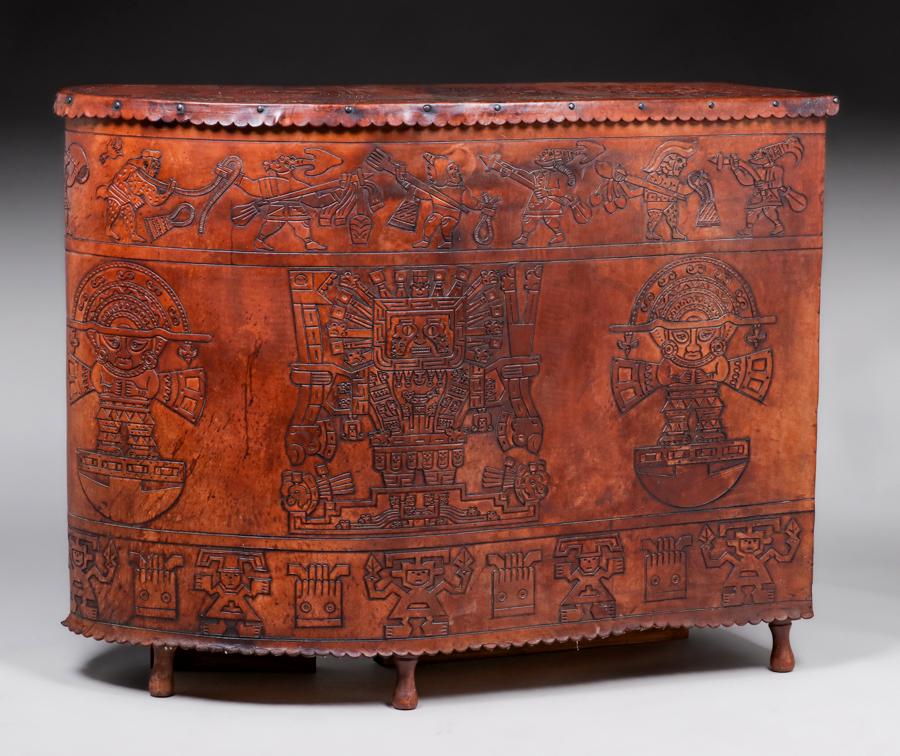 Mexican Hand-Tooled Leather Tiki Bar c1950s (1 of 10)