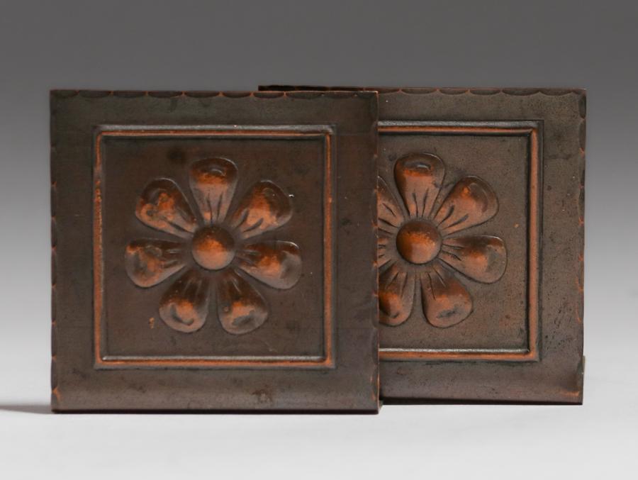 Roycroft Small Hammered Copper Square Bookends c1920s (1 of 3)