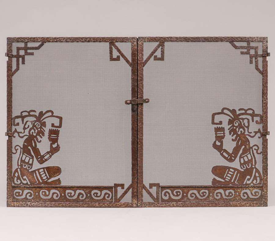 Mayan Revival Arts & Crafts Fire Screen c1920s (1 of 4)