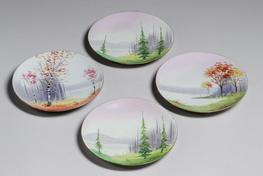 Hand Painted Nature Scene Bavaria 4 Plates c1910 (1 of 17)