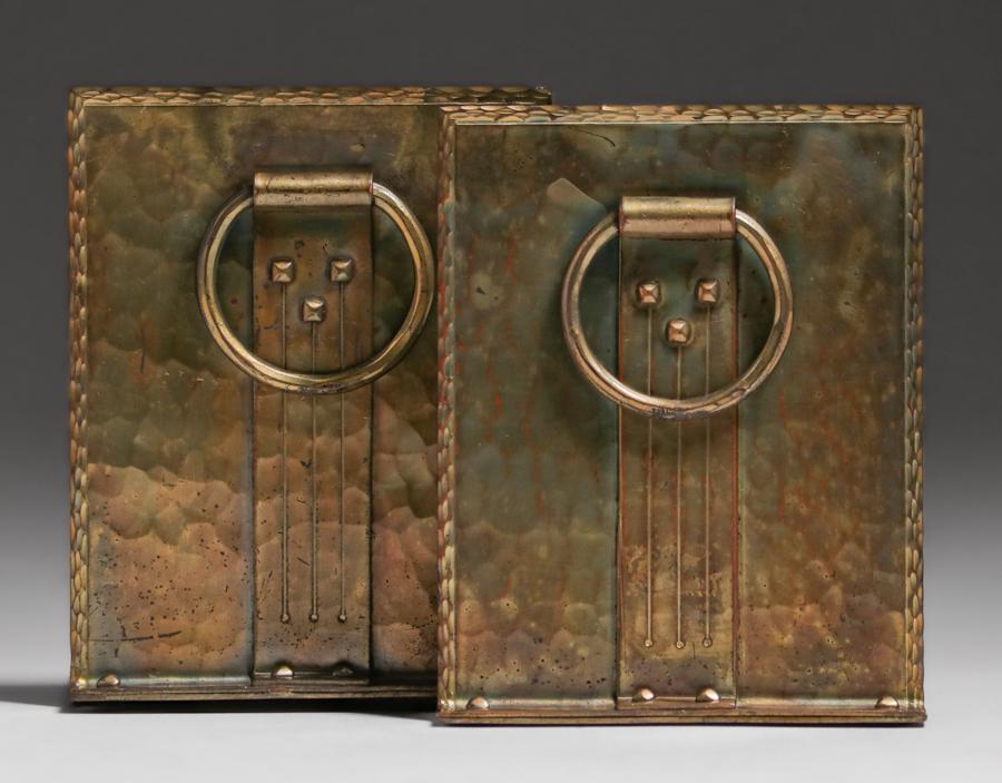 Roycroft Hammered Copper Loop-Handle Bookends c1920s (1 of 4)