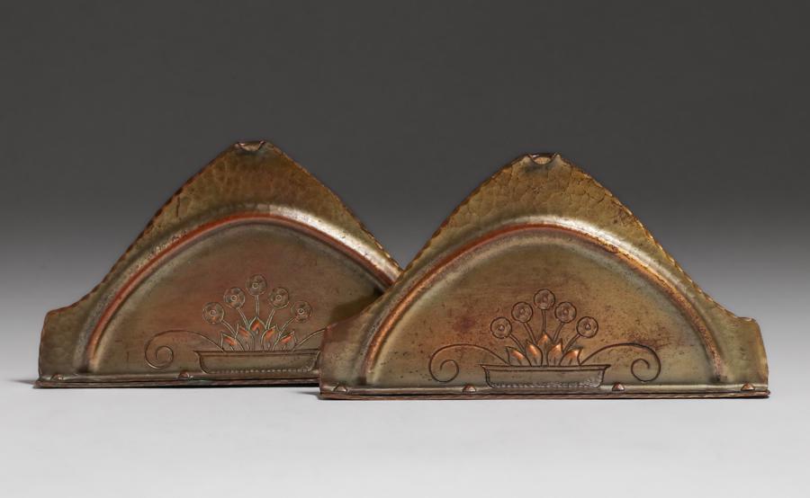 Roycroft Rare Potted Plant Chased Bookends c1920s (1 of 4)