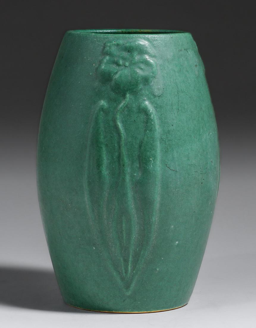 Zanesville Stoneware #101 Matte Green Vase c1910s (1 of 5)