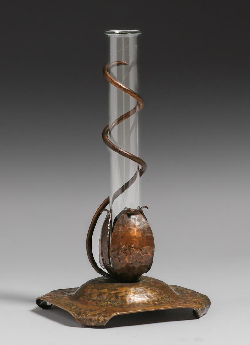 Arts & Crafts Hammered Copper Spiral Bud Vase c1910s (1 of 5)