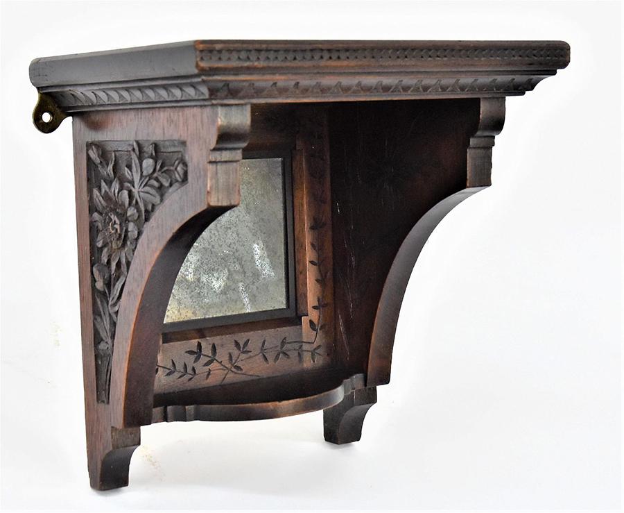Cincinnati Art Carved Walnut Bracket Clock Shelf c1880s (1 of 1)