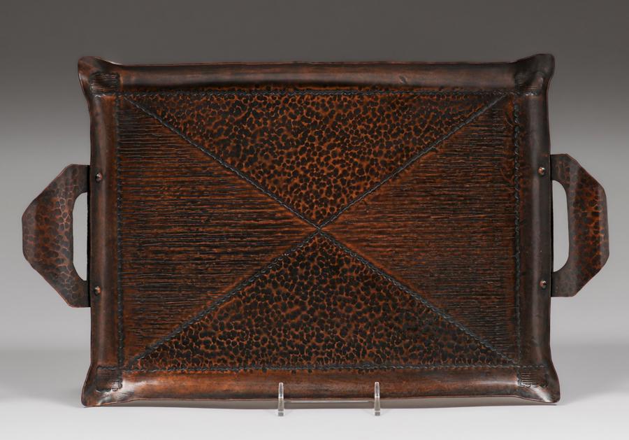 Arts & Crafts Hammered Copper Two-Handle Rectangular Tray c1910 (1 of 4)