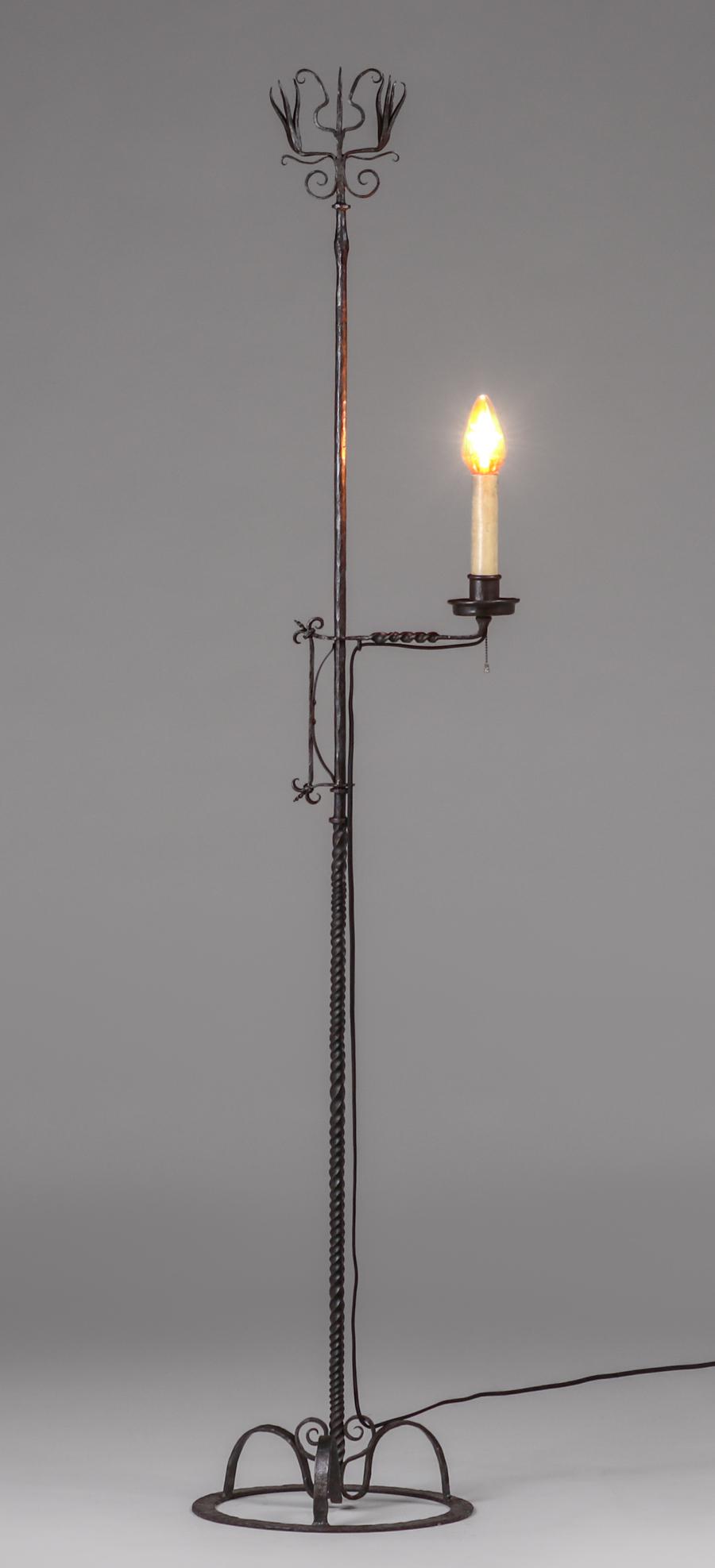 Arts & Crafts Spanish Revival Hand-Forged Iron Adjustable Floor Lamp c1920s (1 of 7)