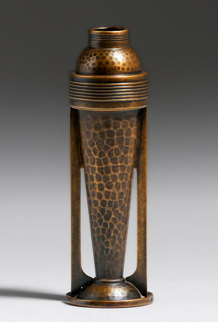 Small WMF German Hammered Copper & Brass Vase c1905 (1 of 4)