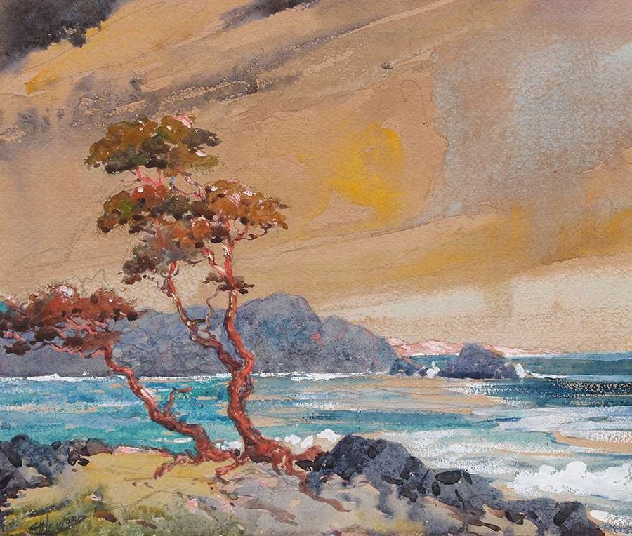 Charles Lawford Santa Barbara, CA Coastal Watercolor c1920s (1 of 4)