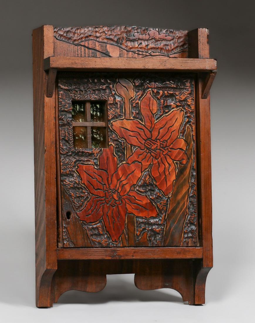 German Arts & Crafts Hand-Carved Hanging Key Holder c1910 (1 of 7)